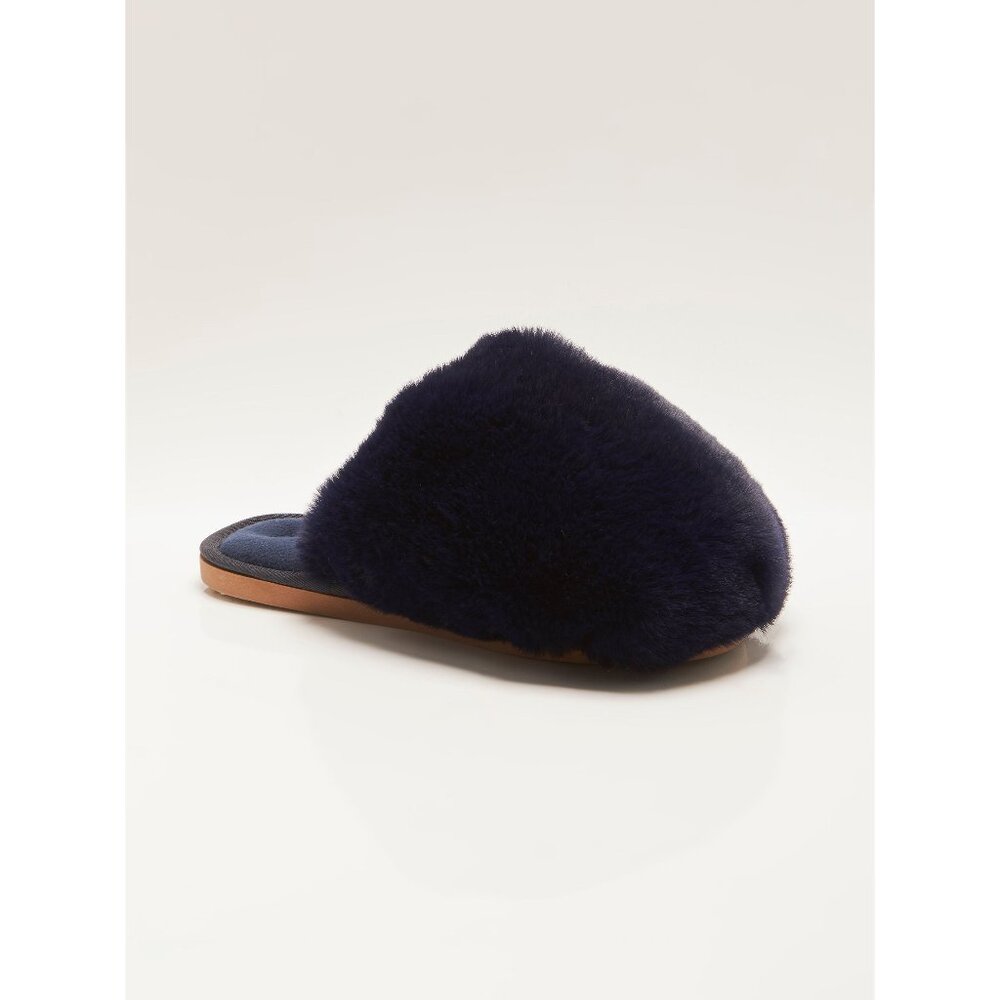 Free People Navy Faux Fur Slide Slippers